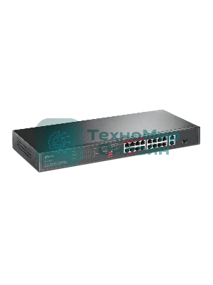 Коммутатор TP-Link 16-port 10/100Mbps + 2-port Gigabit unmanaged switch with 16 PoE+ ports, compliant with 802.3af/at PoE, 150W PoE budget,  support 250m Extend Mode, priority mode and Isolation mode, rackmount, plug and play.