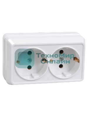 Розетка IEK ERO21-K01-16-DC РС22-3-ОБ 2местн. с з/к 16А откр.уст. ОКТАВА (белый)