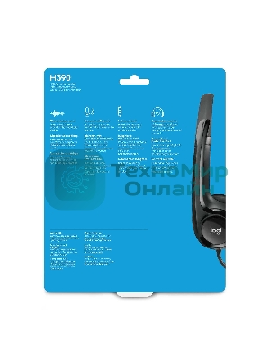 Гарнитура проводная Logitech Headset H390 USB черный