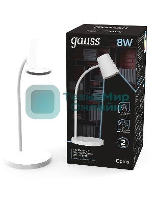 Светильник настольный Gauss Qplus модель GTL603 8W 600lm 4000K 170-265V белый диммируемый LED 1/8