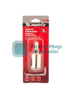 Сверло алмазное Matrix по керамограниту, 28 х 67 мм, 3-гранный хвостовик
