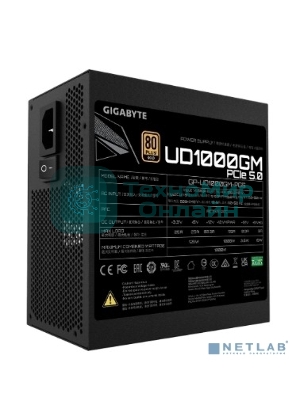 Блок питания Gigabyte GP-UD1000GM PG5 RTL, 1000Вт, 80 PLUS Gold, 120мм, модульный, черный