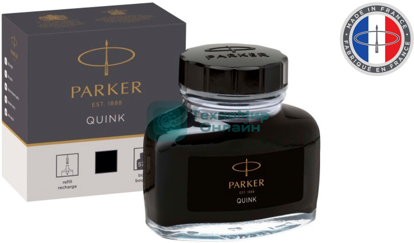 Флакон с чернилами Parker Quink Z13 (CW1950375) черные чернила, 57мл для ручек перьевых