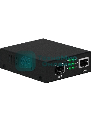 Медиаконвертер Gigabit Ethernet, SFP 1000Мбит/c, RJ45 10/100/1000Мбит/c, поддержка LFP. Металлический корпус. БП DC12V(1A) в комплекте. Размеры (ШхВхГ): 70x25x95мм. Вес: 0,2кг. Рабочая температура: -10…+55°С. Совместим с шасси NS-MCB-14.