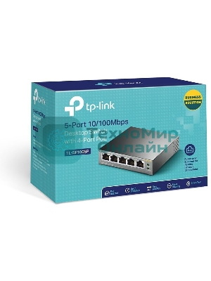 Коммутатор TP-Link SMB TL-SF1005P 5-портовый 10/100 Мбит/с настольный коммутатор с 4 портами PoE