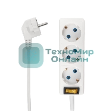 Удлинитель PROconnect 3 гнезда, 5 м, 3х0.75 мм², с/з, с кнопкой, белый