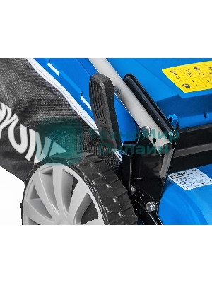 Бензиновая газонокосилка Hyundai L 4610SE самоходная, электрозапуск, двигатель Hyundai ICV145,4-х такт, 3.5 л.с./145 см3, Ширина среза 45,7 см, Высота среза 25-75 мм, 35 кг