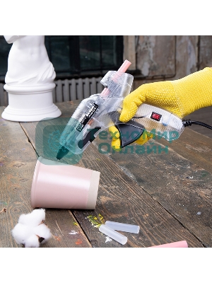 Пистолет клеевой Rexant, 60 Вт, Ø11 мм, ПРОЗРАЧНЫЙ корпус, с кнопкой, блистер