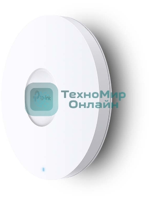 Точка доступа TP-Link 11AX dual-band ceiling access point, up to 1200 Mbit/s at 5 GHz and up to 574 Mbit/s at 2.4 GHz, 1 10/100/1000Mbps LAN port, support PoE 802.3at standard, support BSS coloring, Seamless Roaming, Mesh, Band Steering, Airtime Fairness, MU-MIMO, ma