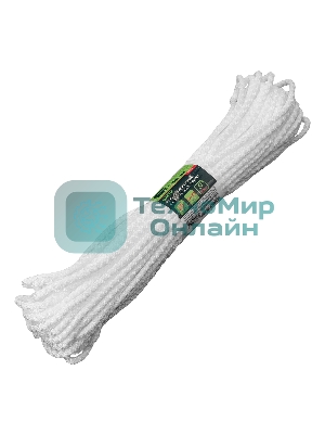 Шнур вязаный полипропиленовый Сибртех с сердечником, 5 мм, L20 м, 90-100 кгс, белый