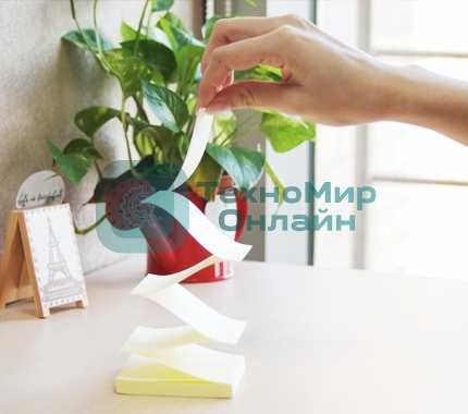 Блок самоклеящийся бумажный Stick`n 21395 76x76мм 100лист. 70г/м2 пастель желтый Z сложение