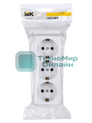 Розетка IEK ERO31-K01-16-DC РС23-3-ОБ 3 местн. с з/к 16А откр.уст. ОКТАВА (белый)