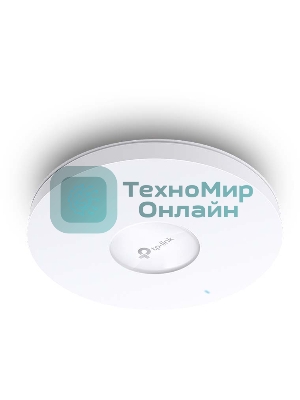 Точка доступа TP-Link 11AX dual-band ceiling access point, up to 1200 Mbit/s at 5 GHz and up to 574 Mbit/s at 2.4 GHz, 1 10/100/1000Mbps LAN port, support PoE 802.3at standard, support BSS coloring, Seamless Roaming, Mesh, Band Steering, Airtime Fairness, MU-MIMO, ma