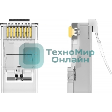 Коннектор Vention RJ45 (8p8c), FTP, cat. 5e, под витую пару, экранированный (50 шт.)