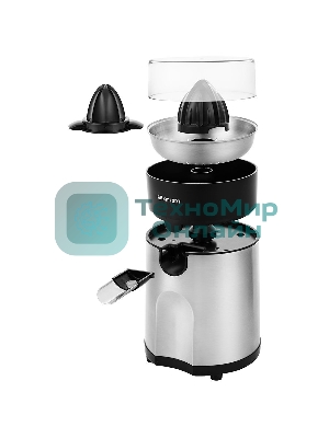 Соковыжималка Kitfort КТ-1113 стальной/чёрный, цитрусовая, 85 Вт, 600 мл, механическое