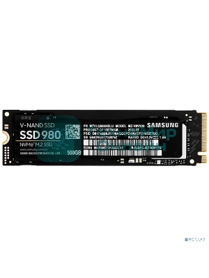 Накопитель SSD Samsung 980 MZ-V8V500BW, 500Gb, PCIe 3.0 x4, M.2 2280, NVMe, R/W 3100/2600