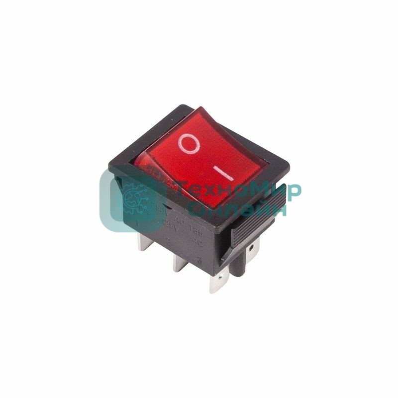 Выключатель клавишный Rexant 250V 15А (6с) ON-ON красный с подсветкой