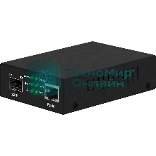 Медиаконвертер Gigabit Ethernet, SFP 1000Мбит/c, RJ45 10/100/1000Мбит/c, поддержка LFP. Металлический корпус. БП DC12V(1A) в комплекте. Размеры (ШхВхГ): 70x25x95мм. Вес: 0,2кг. Рабочая температура: -10…+55°С. Совместим с шасси NS-MCB-14.