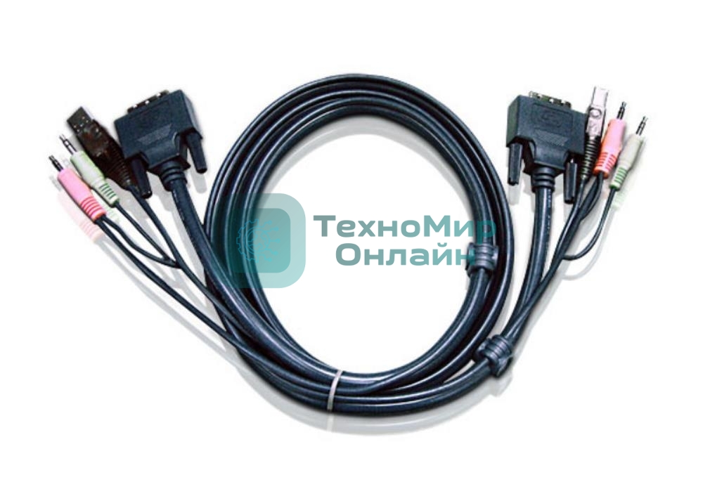 Кабель KVM USB(тип А Male)+DVI-D(Male)2хАудио(Male) (-) USB(тип B Male)+DVI-D(Male)+2хАудио(Male) 3м., черный. CABLE DVI/USB B/MC.SP-DVI/USB A 3M