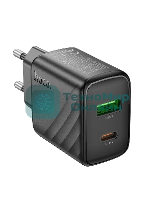 Сетевое зарядное устройство Hoco 30Вт, 3А, QC3.0/PD, 1хUSB, 1хType-C, CS23A, черный, коробка
