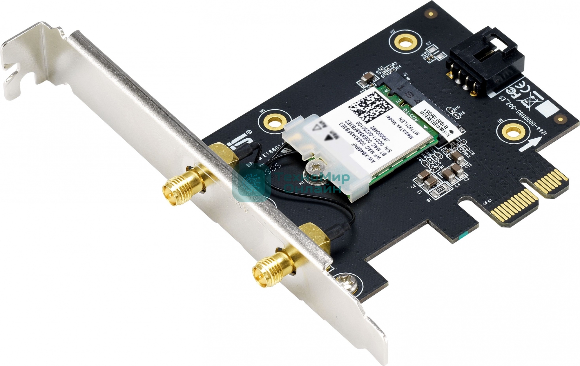 Сетевой адаптер ASUS PCE-AX1800 WIFI 802.11ax, 2402 + 574Mbpsб PCI-E Adapter, 2 антенны; 90IG07A0-MO0B00