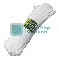 Шнур вязаный полипропиленовый Сибртех с сердечником, 6 мм, L20 м, 180-200 кгс, белый