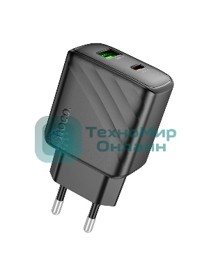 Сетевое зарядное устройство Hoco 30Вт, 3А, QC3.0/PD, 1хUSB, 1хType-C, CS23A, черный, коробка