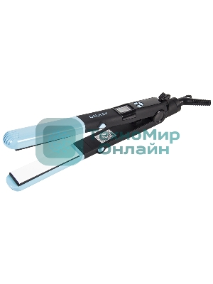 Выпрямитель для волос Galaxy GL 4505 черный/голубой, 27,5/57 мм, 200 °C, 1 режим