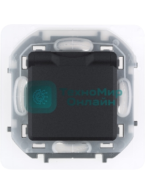 Розетка 2К+З IP44 с крышкой и шторками немецкий стандарт 16А 250 В антрацит