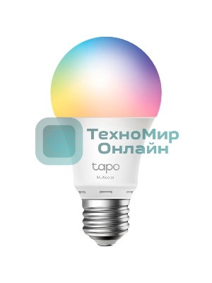 Умная многоцветная Wi‑Fi лампа Tapo Smart WiFi Bulb, A60 size，E27 base, 9.5W, 16 million colors, 2000k-6500k tunable white, 800 lumens brightness and diммable, 802.11b/g/n 2.4G WiFi connection, work with 200-240 V, 50/60 Hz power voltage and frequency, work with Yandex Alice/Goo