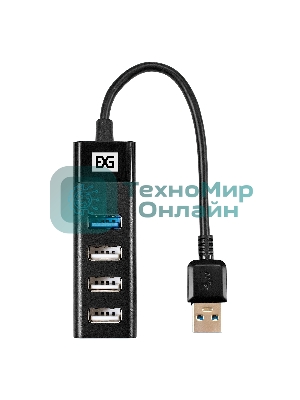 USB-концентратор 4-в-1 ExeGate DUB-3213 (кабель-адаптер USB2.0 --> 3xUSB2.0, 1xUSB3.0, Plug&Play, черный)