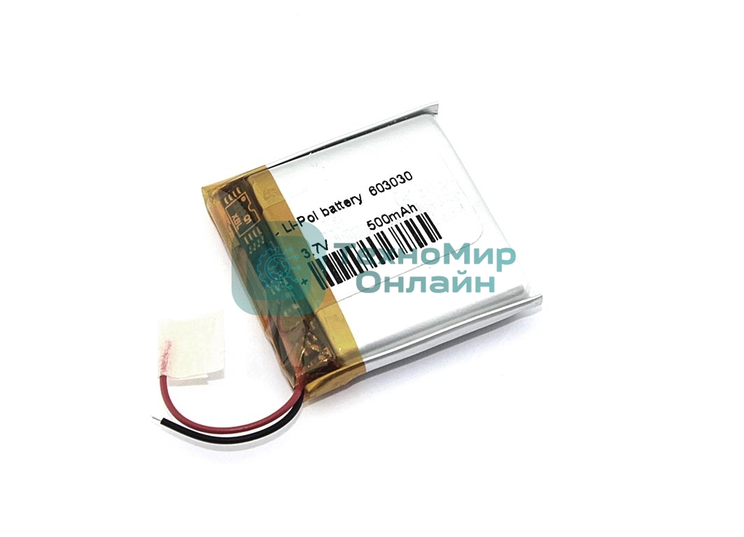 Аккумулятор Li-Pol (батарея) 6x30x30 мм 2pin 3.7V/500mAh