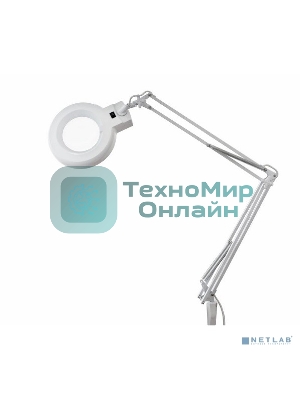 Лупа на струбцине Rexant, круглая, 3D, с подсветкой 60 LED, сенсорный регулятор яркости, белая