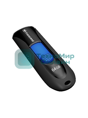 Флешка USB Transcend JetFlash 790 (TS64GJF790K), 64 Gb, USB 3.0, R/W 90/40, черный/синий