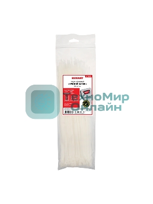 Хомут-стяжкa нейлоновая с тройным замком Rexant 300x4,8 мм, белая, упаковка 100 шт.