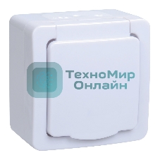 Розетка одноместная IEK ERMP12-K01-16-54-EC РСб20-3-ГПБб роз.1м с з/к о/у IP54 (цвет крышки:белый) ГЕРМЕС PLUS