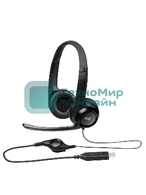 Гарнитура проводная Logitech Headset H390 USB черный