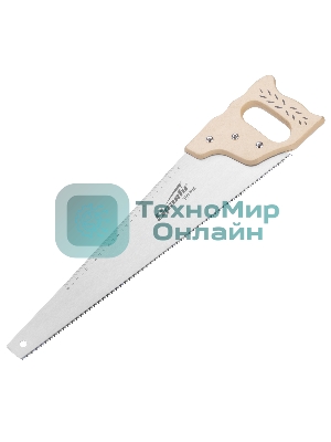 Ножовка по дереву Sparta 400 мм, 7-8 ТРI, каленый зуб, линейка, деревянная рукоятка