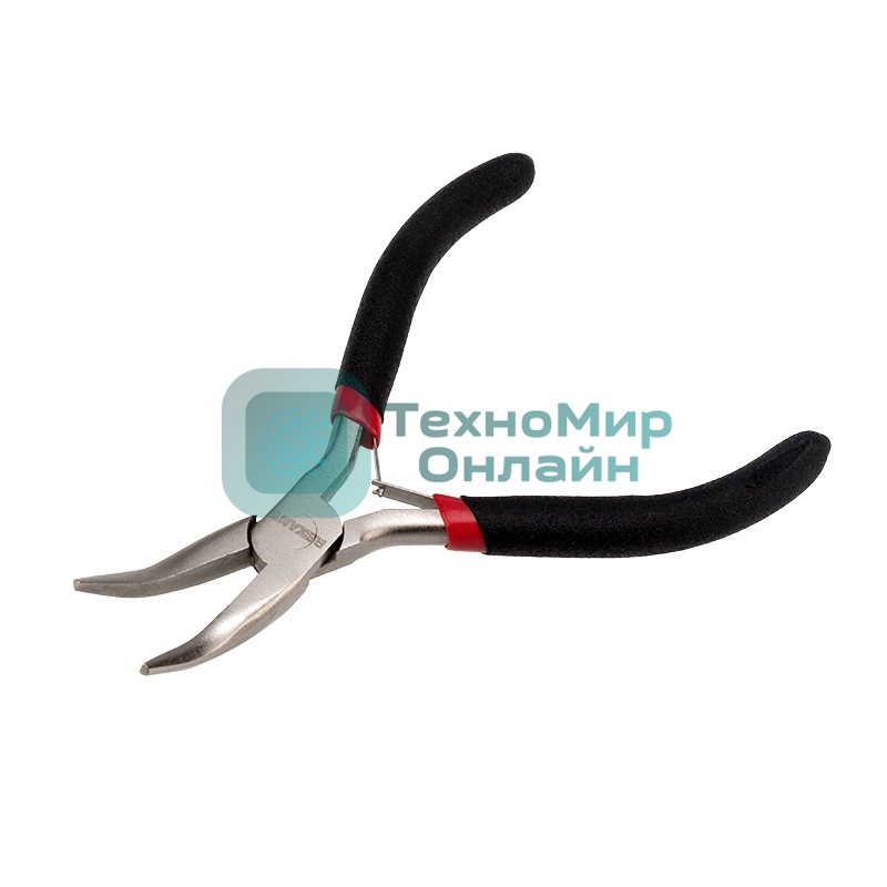 Тонкогубцы изогнутые Rexant Мини 120 мм никелированные, авторазжим, обливные рукоятки