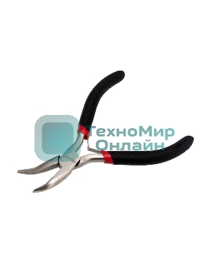 Тонкогубцы изогнутые Rexant Мини 120 мм никелированные, авторазжим, обливные рукоятки