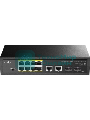 Коммутатор Cudy GS1010PS2, (L2) 10x1Gbит/с 2xКомбо(1000BASE-T/SFP) 2SFP 8PoE 120W, неуправляемый