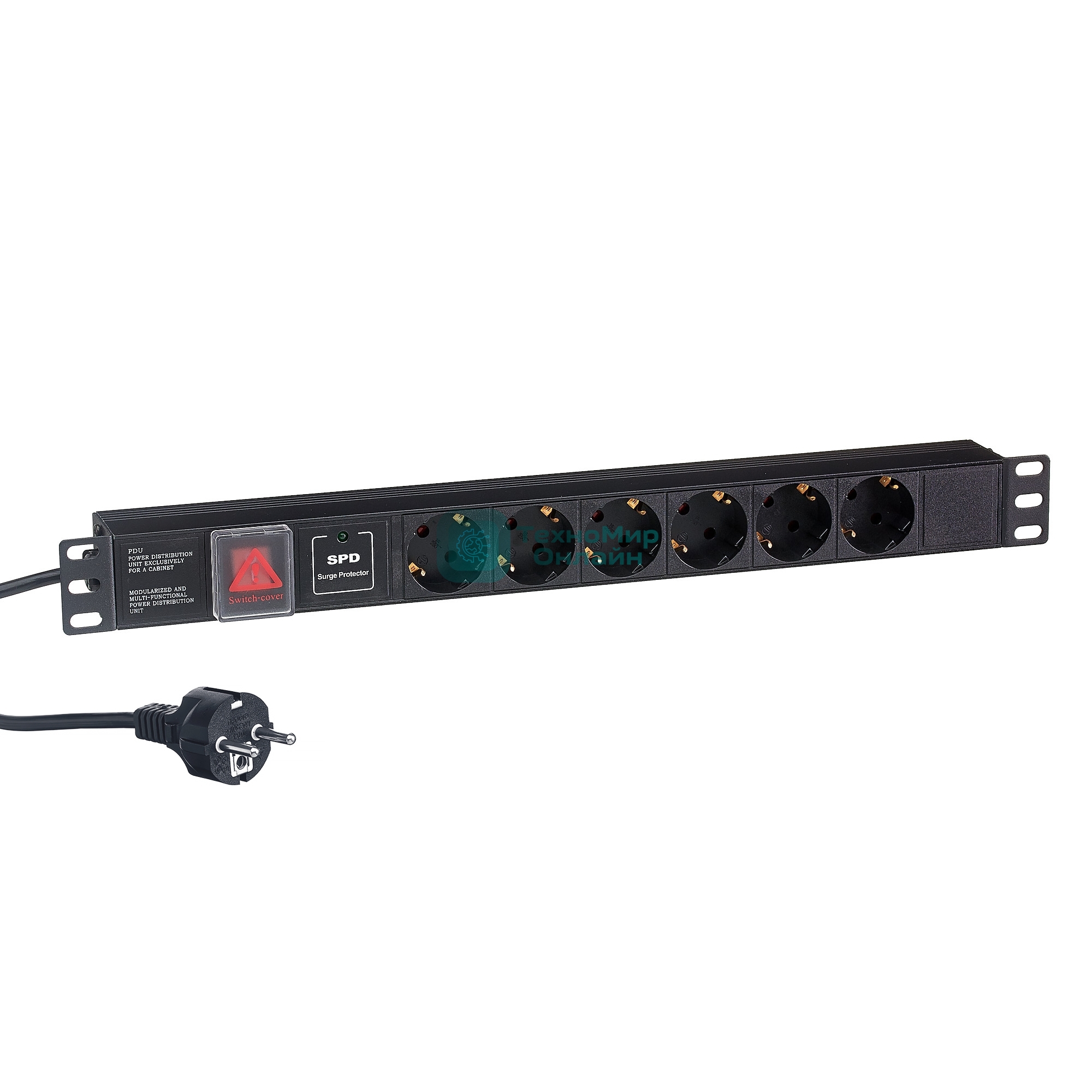 Блок розеток горизонтальный ExeGate ServerPro PDU-19H608 Al-6S-EU2-SW-SPD1, 19