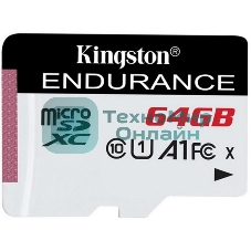 Флеш карта microSD 64Gb Kingston microSDНC Class 10 A1 UHS-I Endurance 95R/30W Card Only