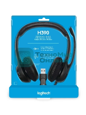 Гарнитура проводная Logitech Headset H390 USB черный