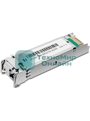 Модуль TP-Link SFP 1000Base-BX WDM Bi-Directional SFP module, TX: 1310 nm and RX: 1550 nm, 1 LC Simplex port, up to 2 km transmission distance in 9/125 μm SMF (Single-Mode Fiber), Supports Digital Diagnostic Monitoring (DDM).