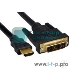 Кабель HDMI-DVI Cablexpert CC-HDMI-DVI-7.5MC, 19M/19M, single link, медь, позол.разъемы, экран, 7.5м, черный, пакет