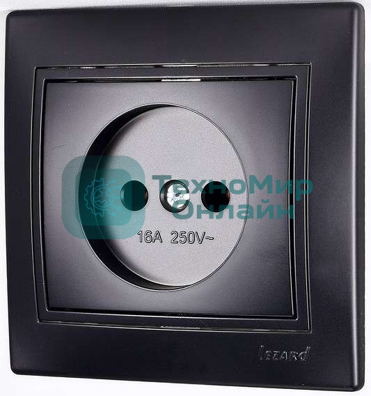 Розетка 1-м СП Мира 16А IP20 без заземл. со вставкой керамика черный бархат LEZARD 701-4242-121