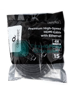 Кабель HDMI Cablexpert CC-HDMI4L-15M, 15м, v2.0, 19M/19M, серия Light, черный, позол.разъемы, экран, пакет