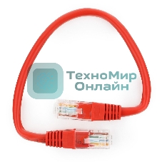 Патч-корд UTP Cablexpert cat.5e, 0.25м, литой, многожильный, красный