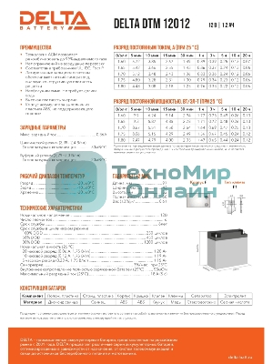 Батарея для ИБП Delta DTM 12012 (12V 1.2Ah)